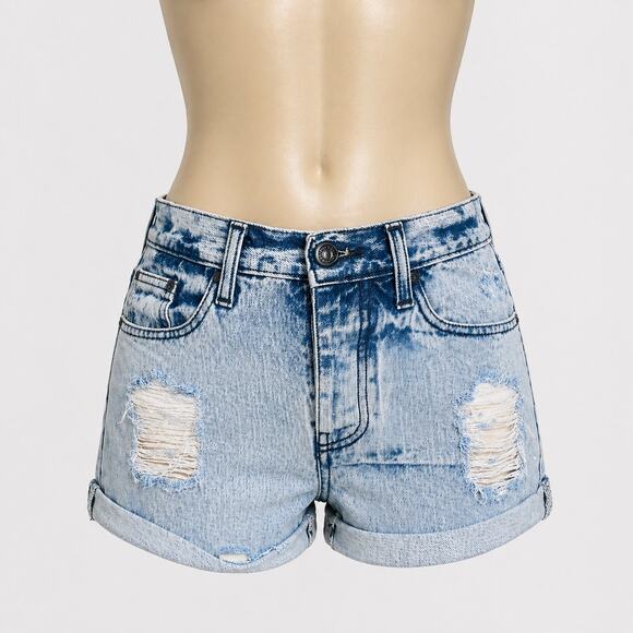 Brandy Melville Pants - Melville Cut-Off Denim Shorts Jorts Jean Shorts Destroyed Women’s Small Italy